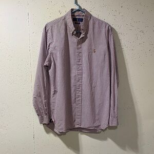 Polo by Ralph Lauren Men’s Pink and White Check Button-Down Shirt